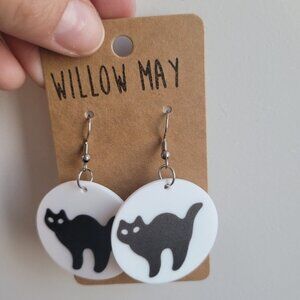 Willow May Halloween Cat Dangle Earrings
